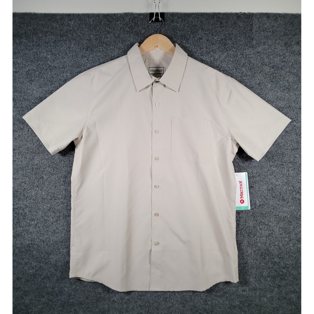 Marmot Air Exchange UPF 40 Short Sleeve Button Up Shirt Mens Medium Gray NWT $80